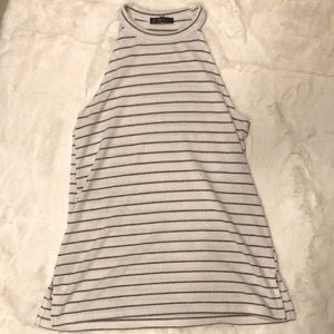 black and white horizontal striped long tank top